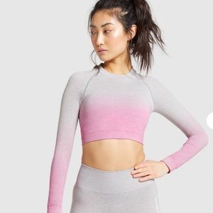 GYMSHARK ADAPT OMBRE SEAMLESS LONG SLEEVE CROP TOP